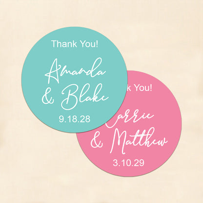 Couple Names Personalized Round Labels (Set of 24)