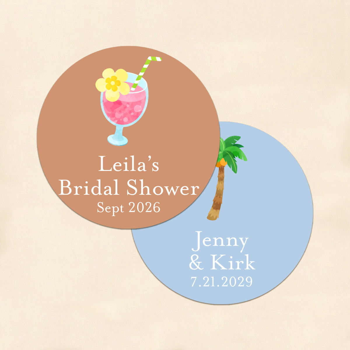 Beach Summer Personalized Round Labels (Set of 24)