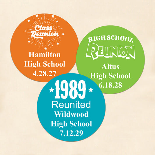 Class Reunion Personalized Round Labels (Set of 24)