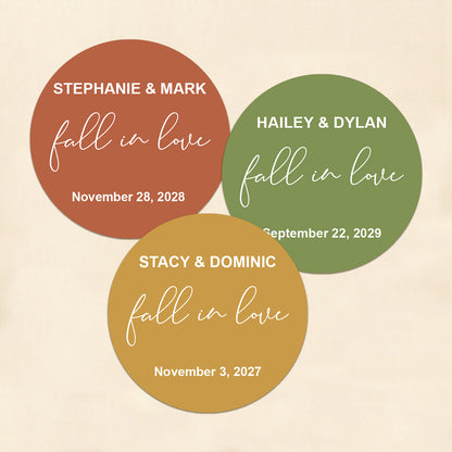 Fall In Love Personalized Round Labels (Set of 24)