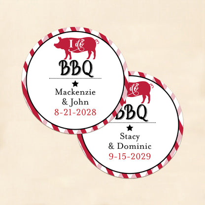 I Do BBQ Personalized Round Labels (Set of 24)