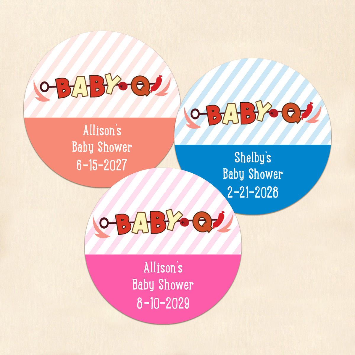 Baby-Q Personalized Round Labels (Set of 24)
