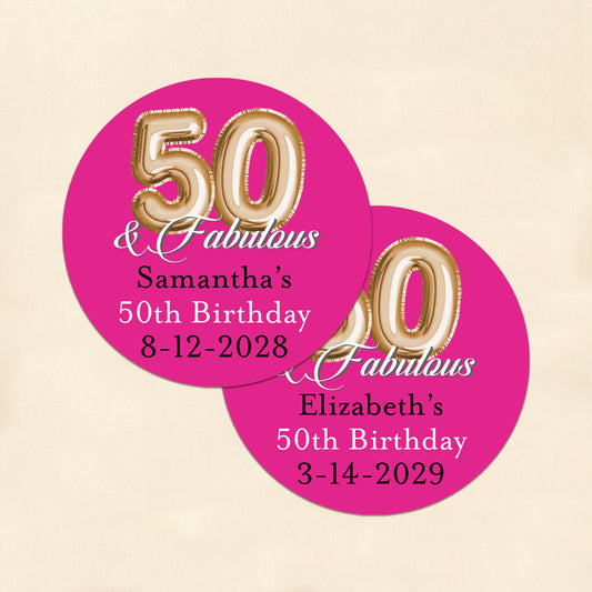 Age & Fabulous Personalized Round Labels (Set of 24)
