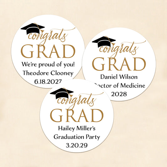 Congrats Grad Personalized Round Labels (Set of 24)