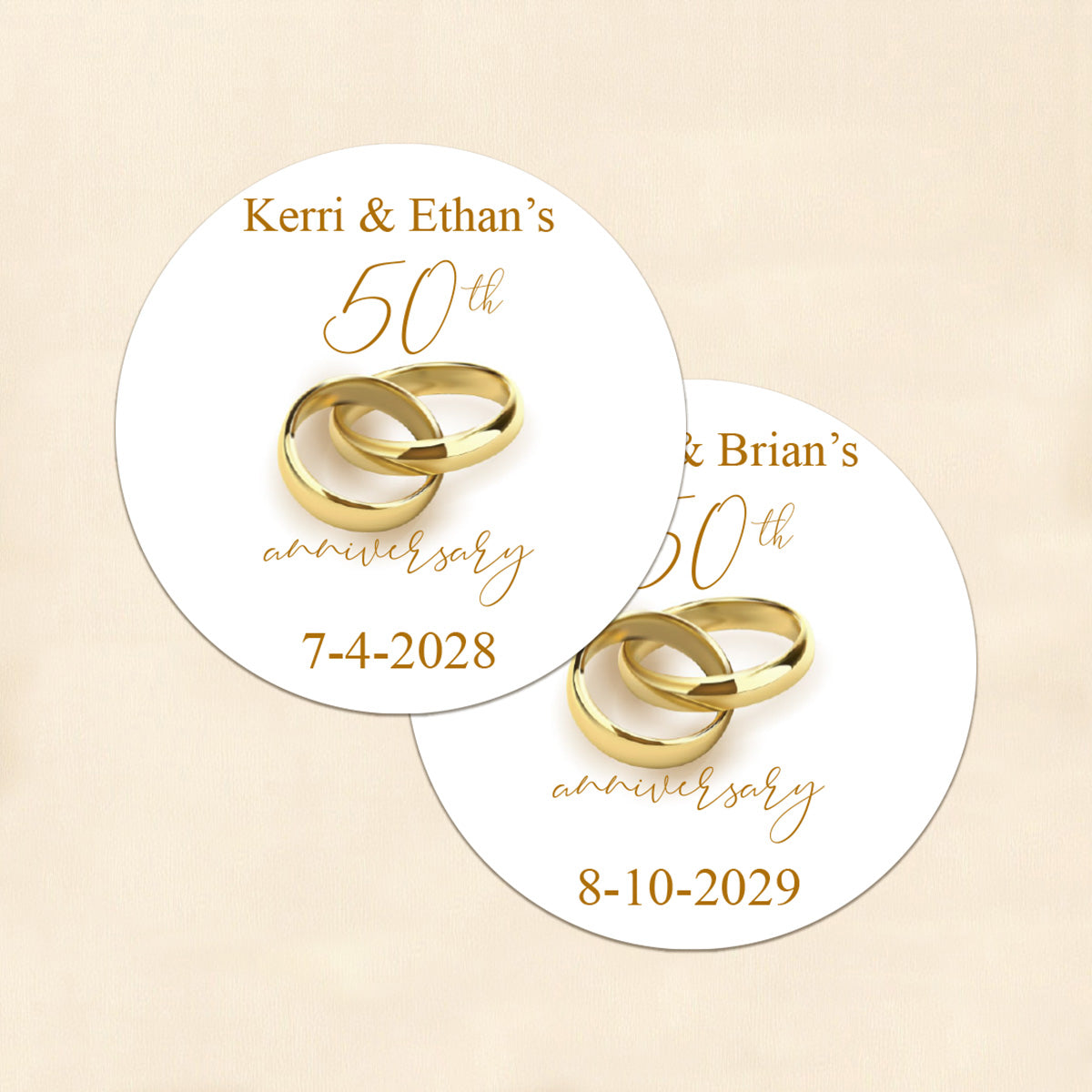 Wedding Anniversary Personalized Round Labels (Set of 24)