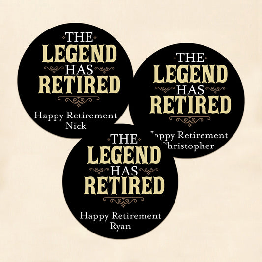 The Legend Has Retired Personalized Round Labels (Set of 24)