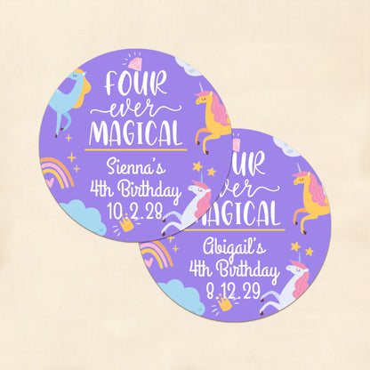 Four-Ever Magical Personalized Round Labels (Set of 24)