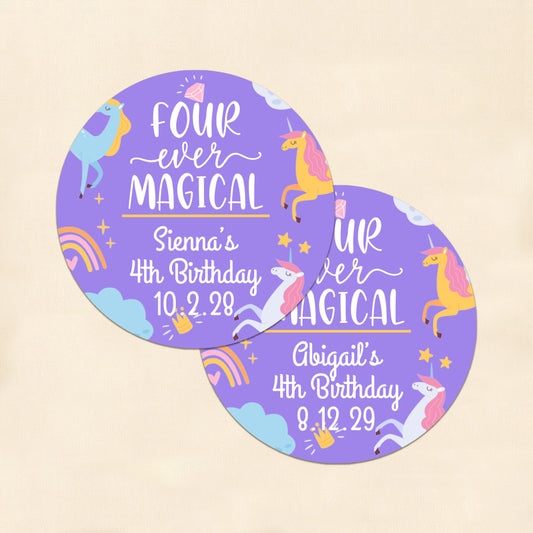 Four-Ever Magical Personalized Round Labels (Set of 24)