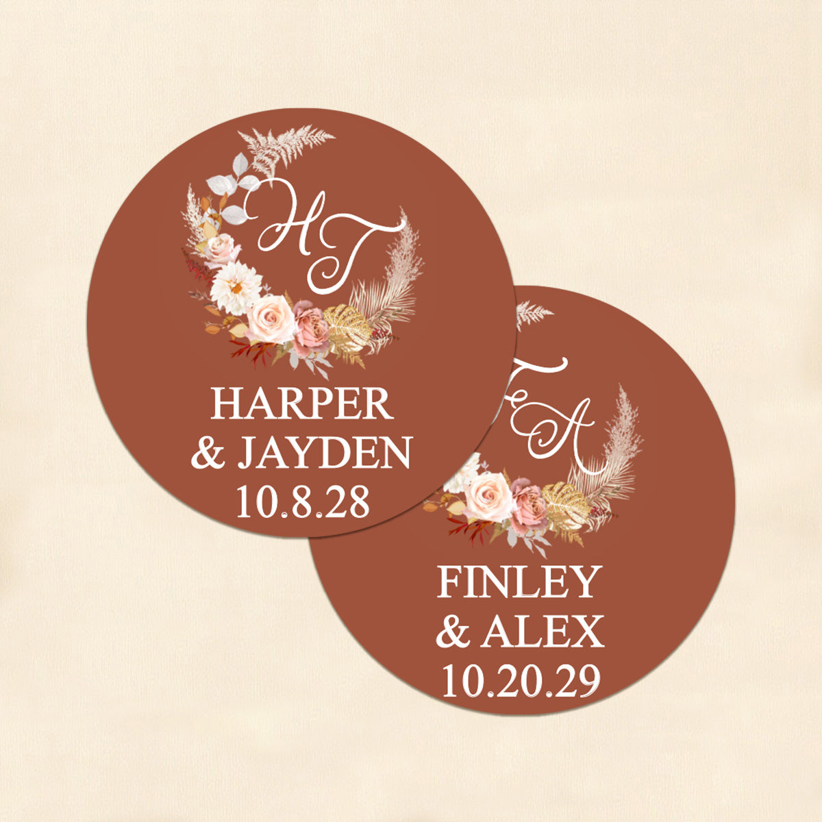 Fall Wreath Personalized Round Labels (Set of 24)