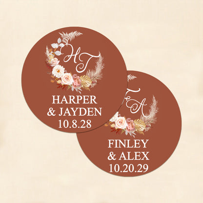 Fall Wreath Personalized Round Labels (Set of 24)
