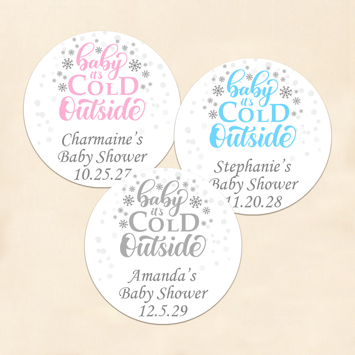 Baby It's Cold Outside Personalized Round Labels (Set of 24)