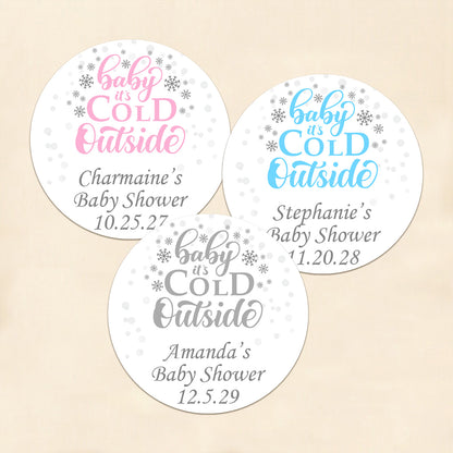Baby It's Cold Outside Personalized Round Labels (Set of 24)