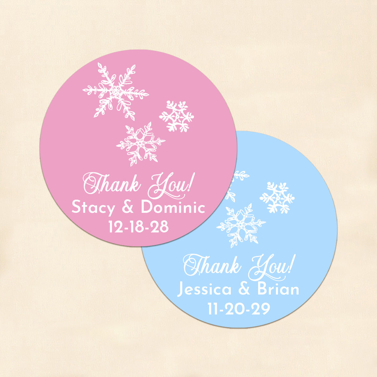 Snowflakes Personalized Round Labels (Set of 24)