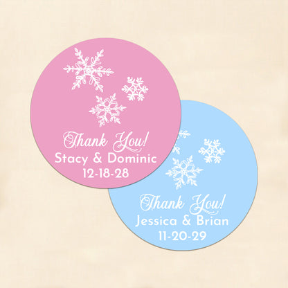 Snowflakes Personalized Round Labels (Set of 24)