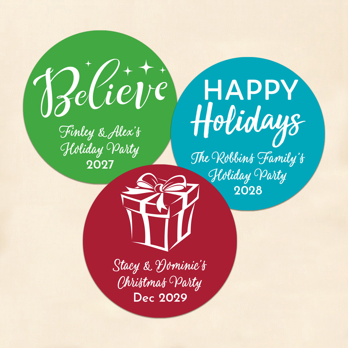 Holiday Personalized Round Labels (Set of 24)