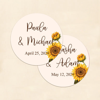Sunflower Personalized Round Labels (Set of 24)