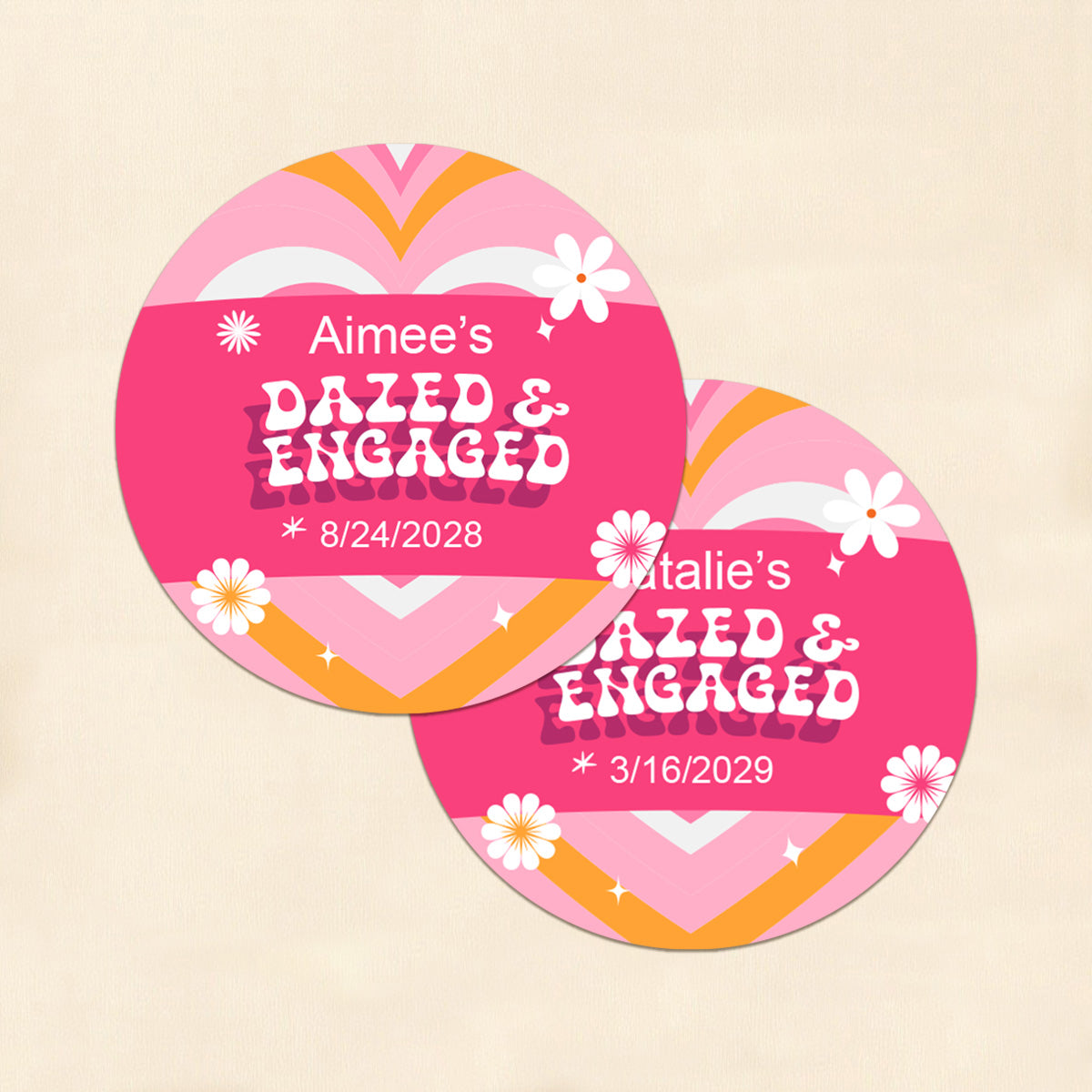 Dazed And Engaged Personalized Round Labels (Set of 24)
