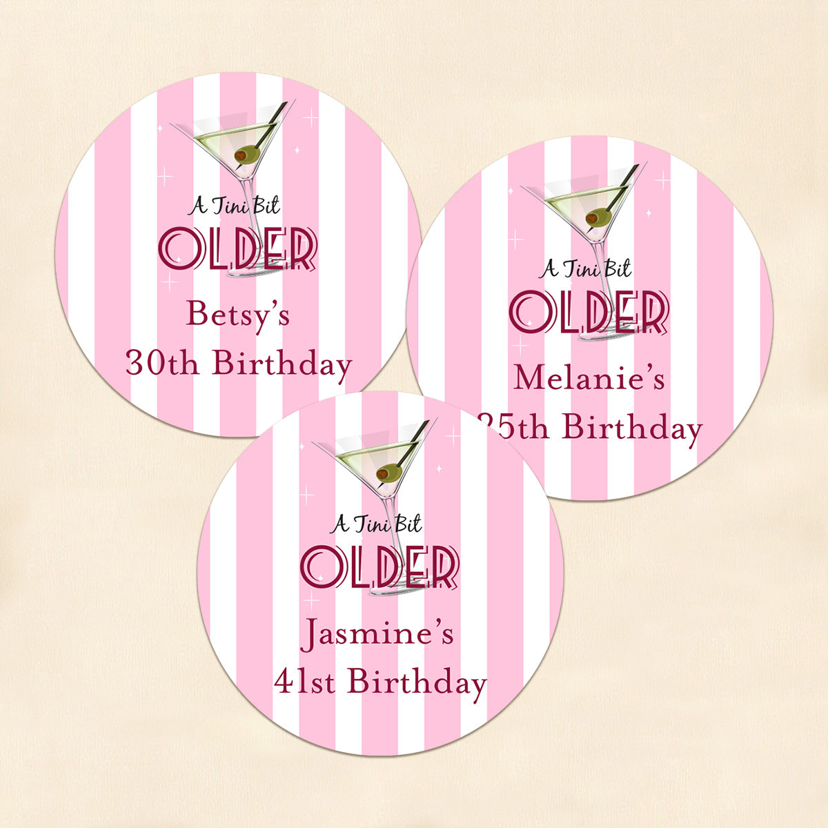 A Tini Bit Older Personalized Round Labels (Set of 24)