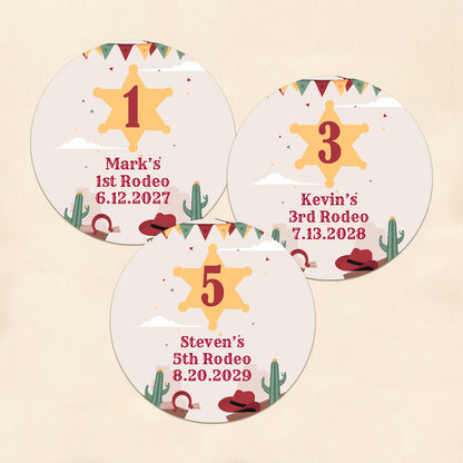 Wild West Birthday Rodeo Personalized Round Labels (Set of 24)