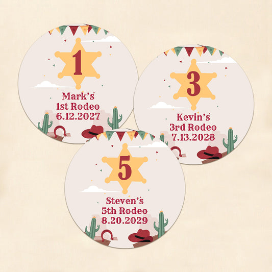 Wild West Birthday Rodeo Personalized Round Labels (Set of 24)