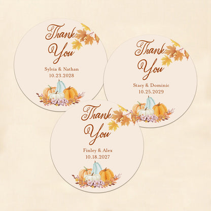 Fall Pumpkin Boho Personalized Round Labels (Set of 24)