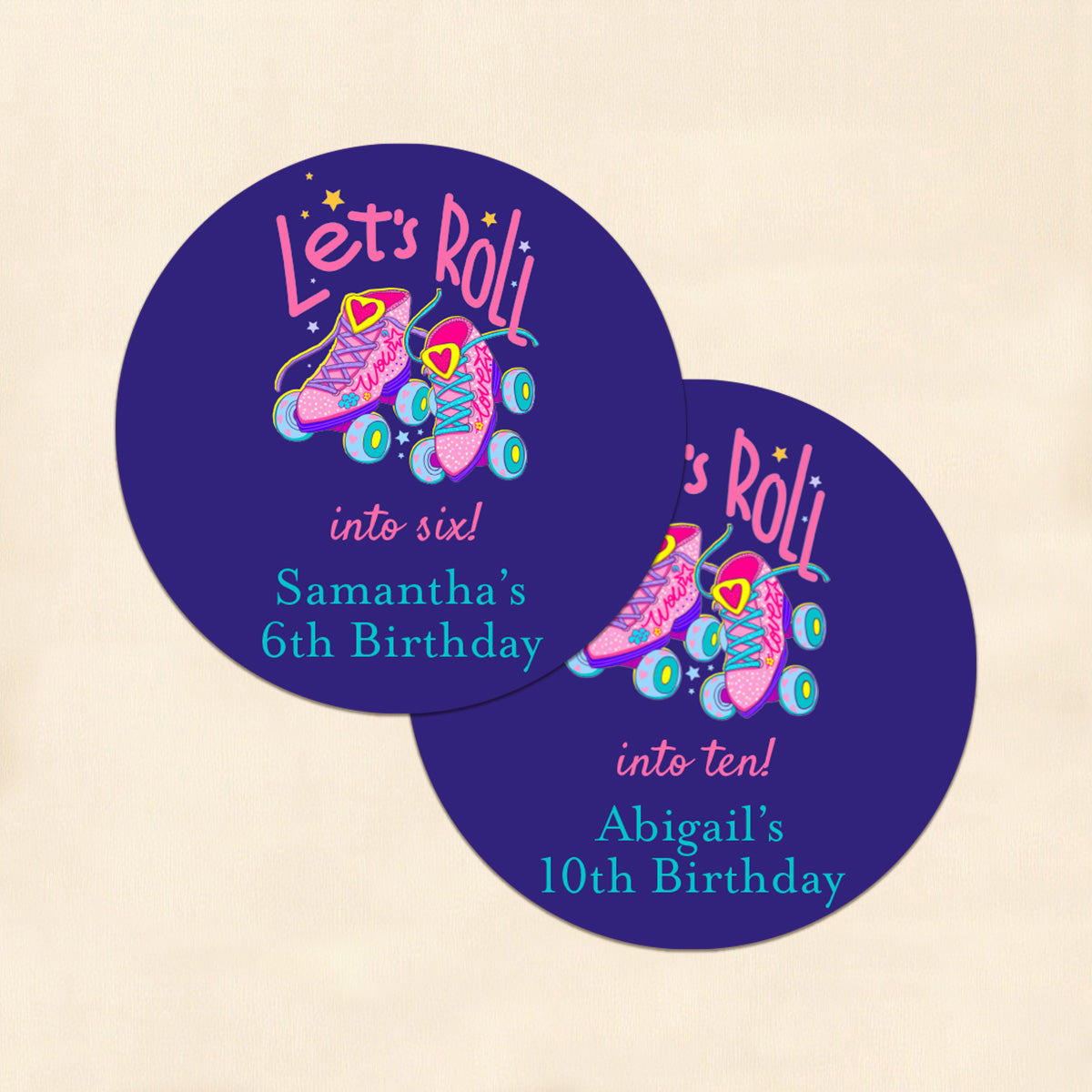 Let's Roll Into Birthday Personalized Round Labels (Set of 24)
