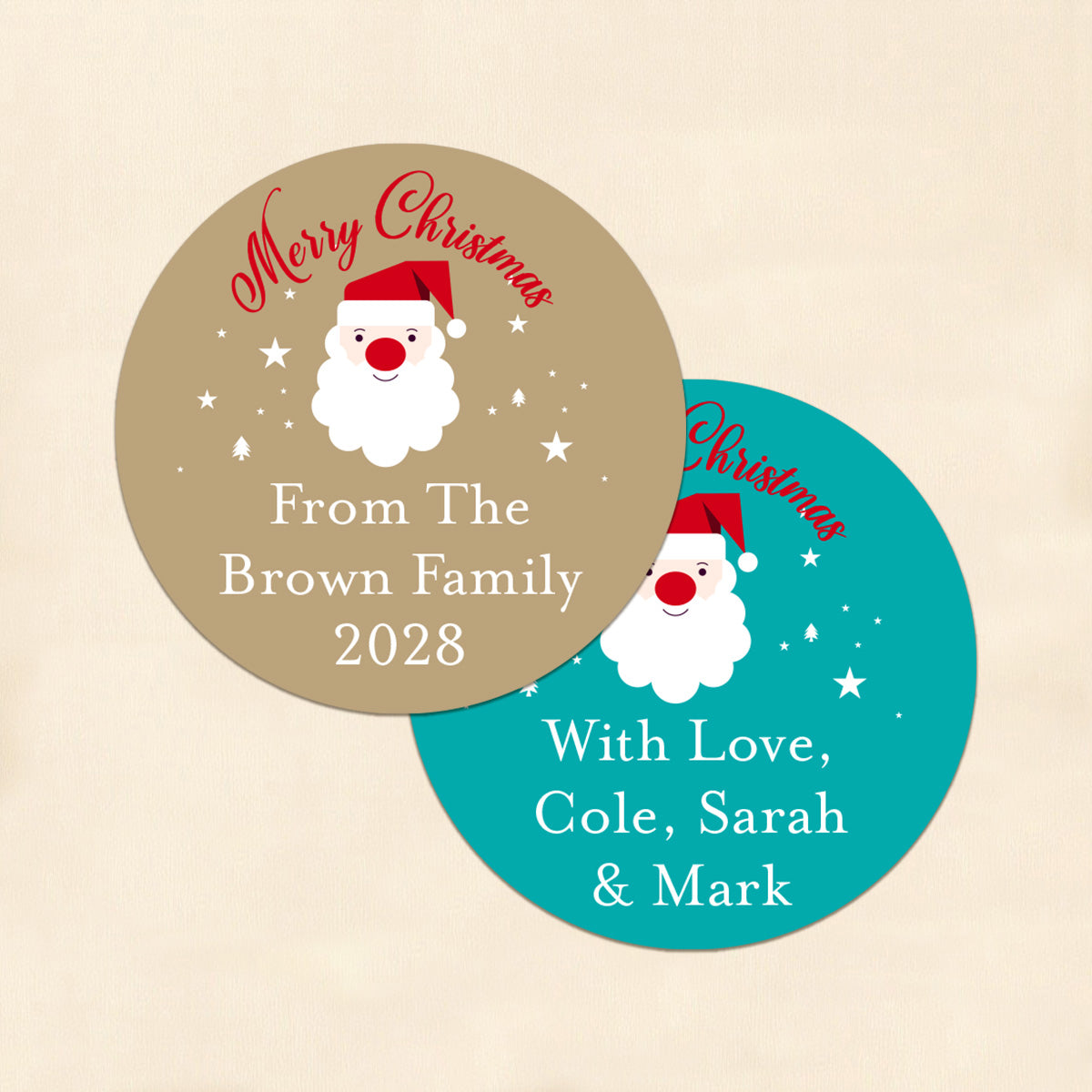 Christmas Santa Claus Personalized Round Labels (Set of 24)