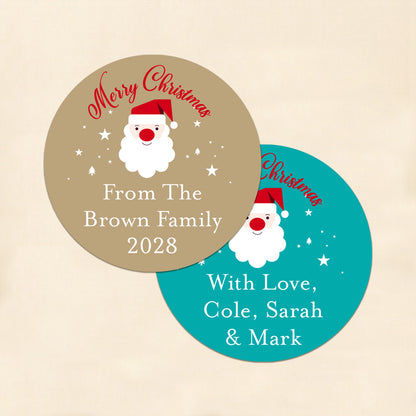 Christmas Santa Claus Personalized Round Labels (Set of 24)