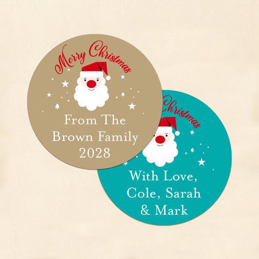 Christmas Santa Claus Personalized Round Labels (Set of 24)