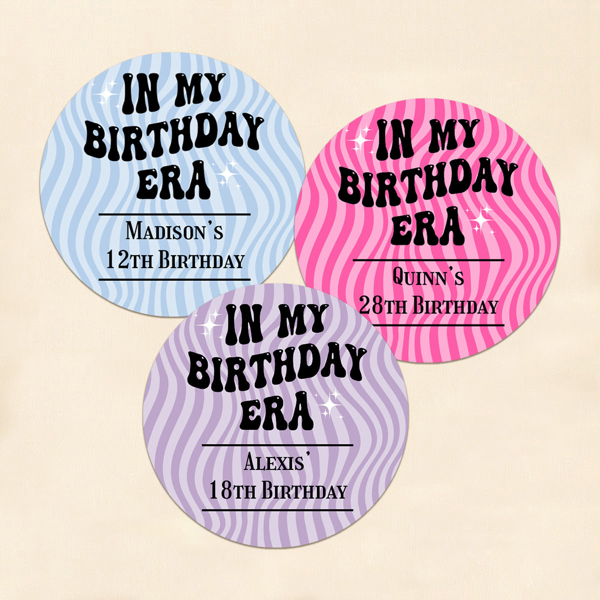 In My Birthday Era Personalized Round Labels (Set of 24)