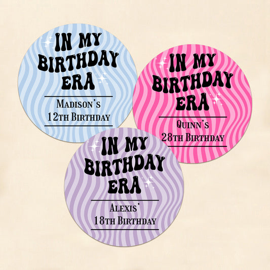 In My Birthday Era Personalized Round Labels (Set of 24)