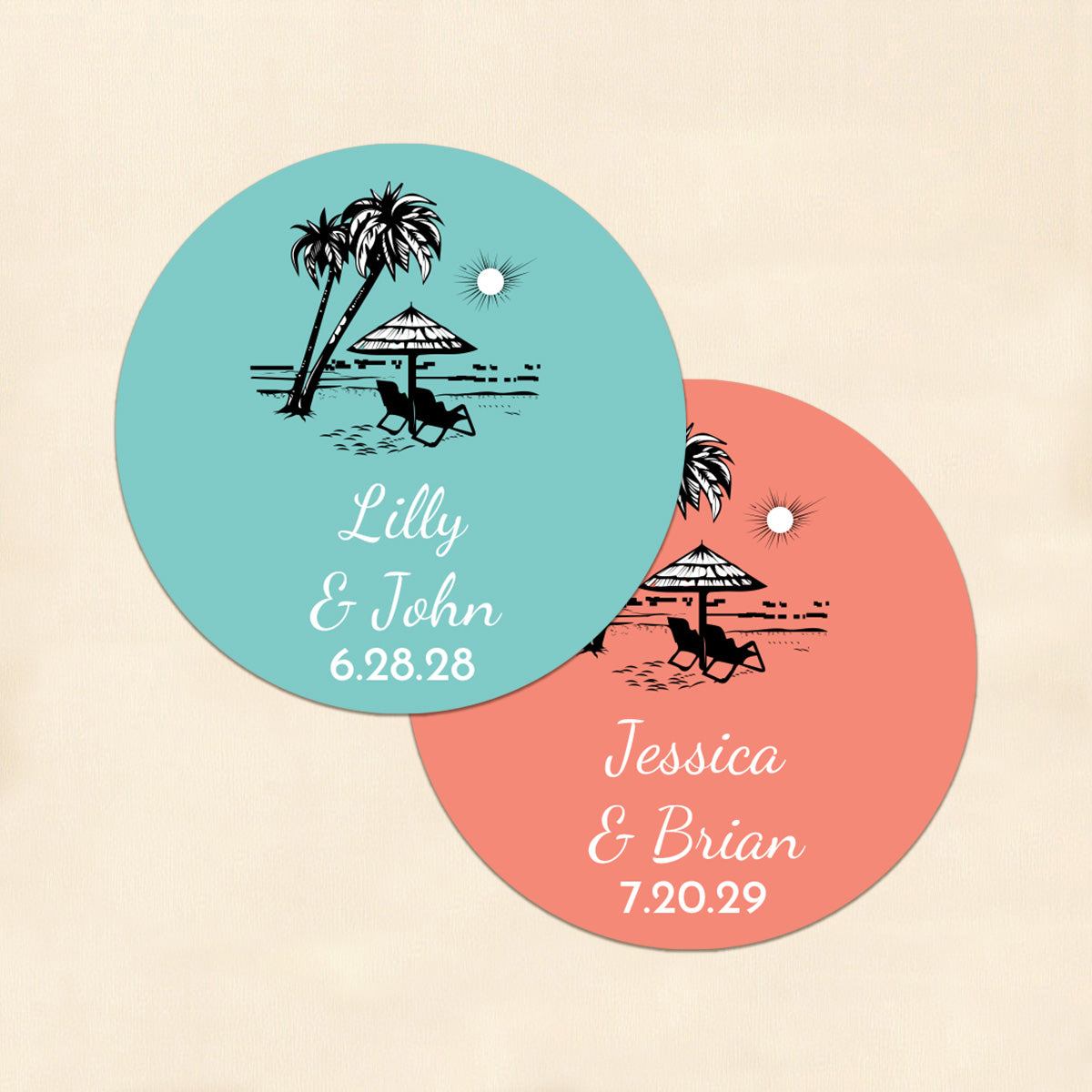 Beach Personalized Round Labels (Set of 24)
