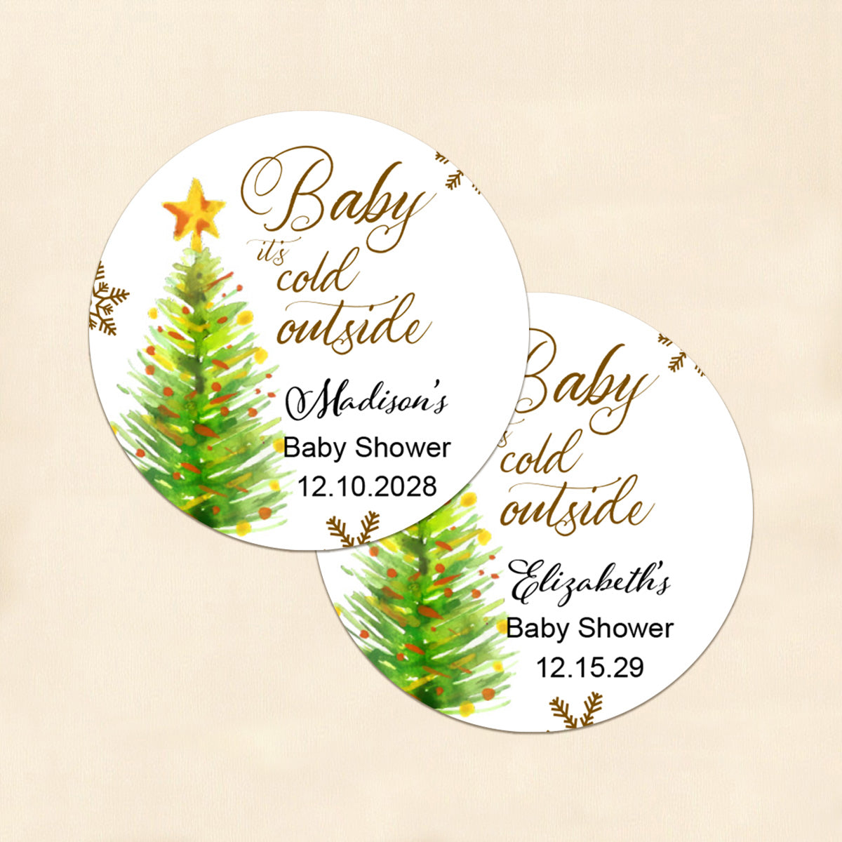 Baby It's Cold Outside Personalized Round Labels (Set of 24)