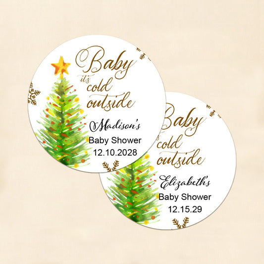 Baby It's Cold Outside Personalized Round Labels (Set of 24)