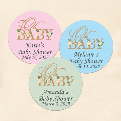 Oh Baby Personalized Round Labels (Set of 24)