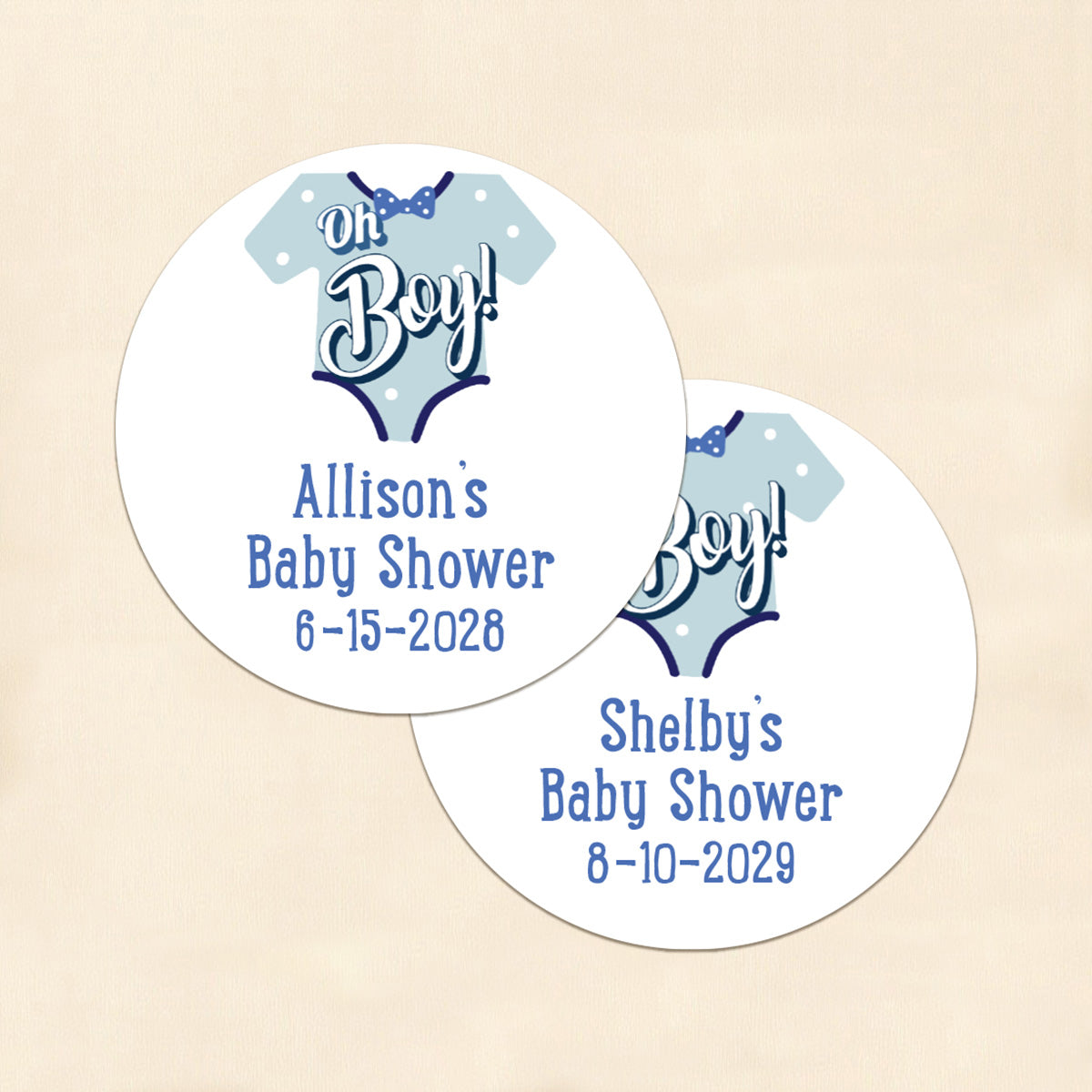 Oh Boy Personalized Round Labels (Set of 24)