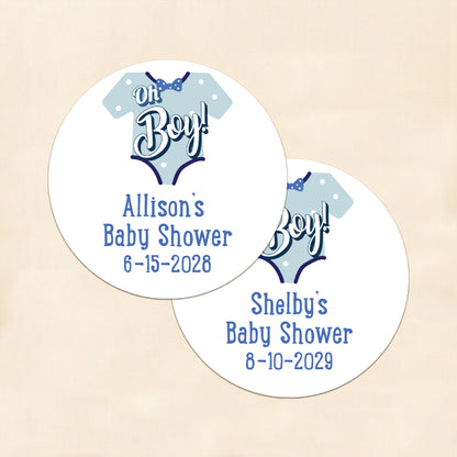 Oh Boy Personalized Round Labels (Set of 24)