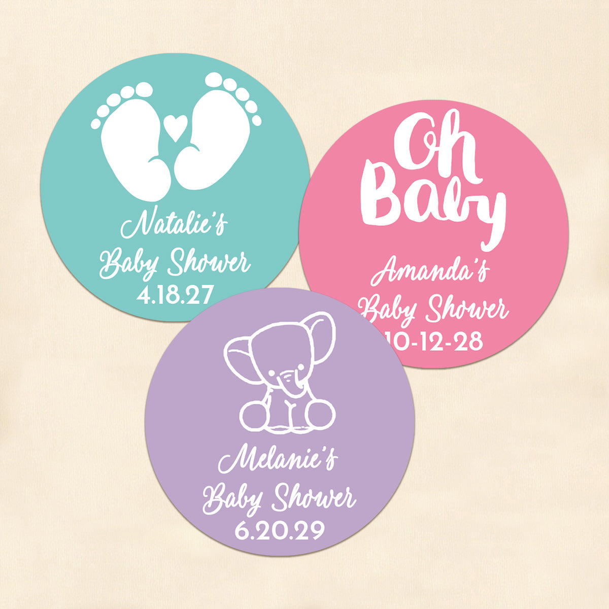 Baby Shower Personalized Round Labels (Set of 24)