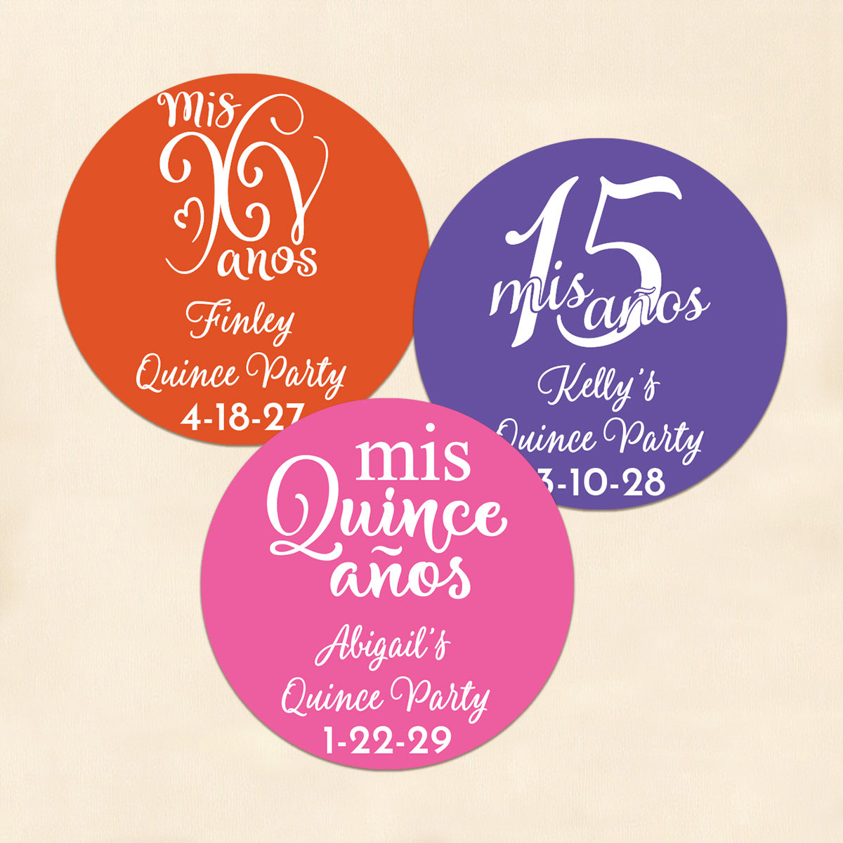 Quinceañera Personalized Round Labels (Set of 24)