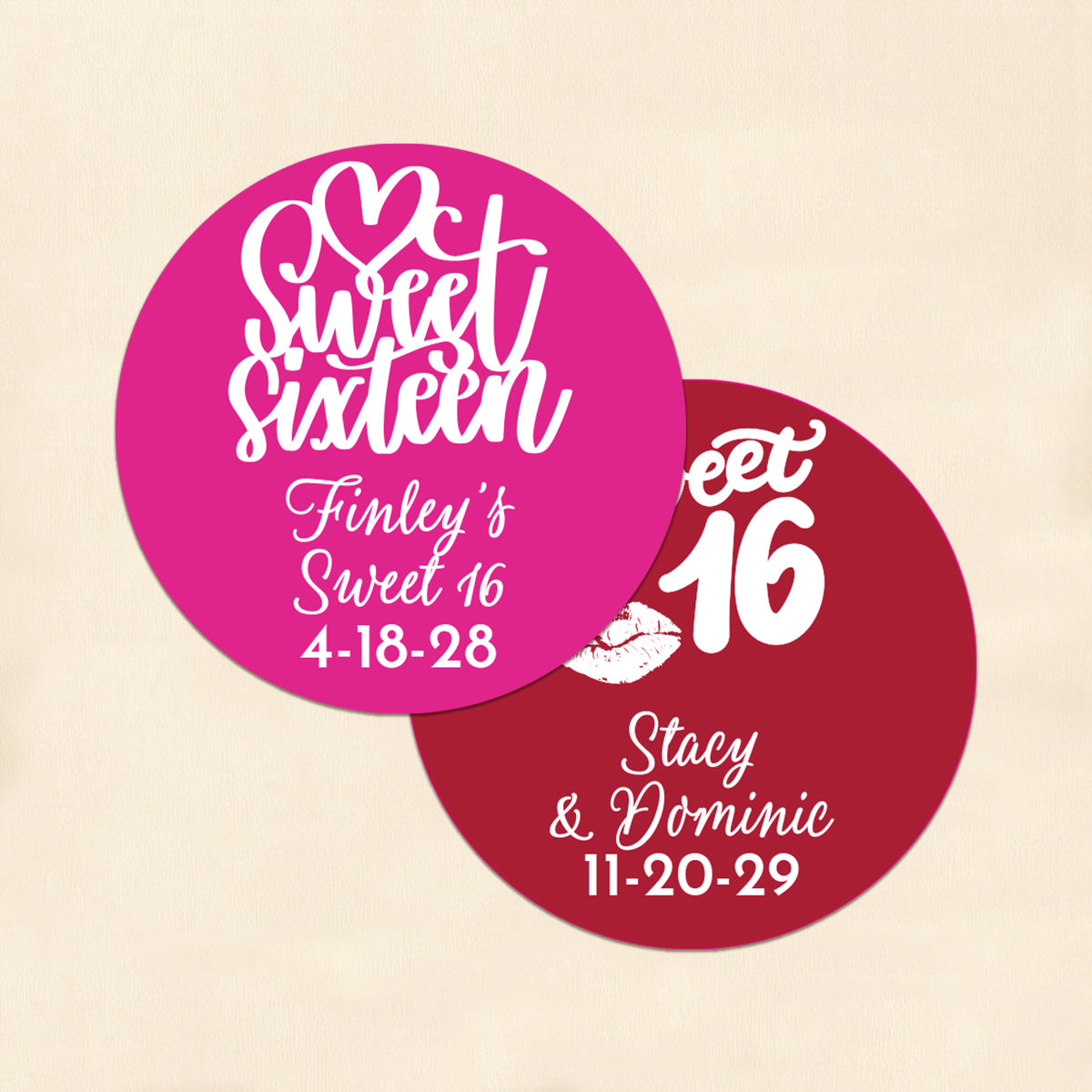Sweet 16 Personalized Round Labels (Set of 24)