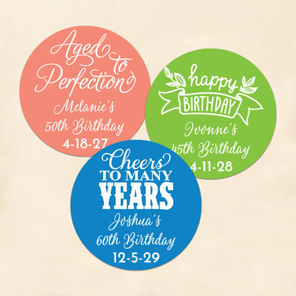 Adult Birthday Personalized Round Labels (Set of 24)