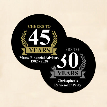 Cheers To Years Personalized Round Labels (Set of 24)