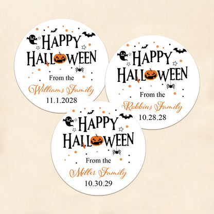 Happy Halloween Personalized Round Labels (Set of 24)