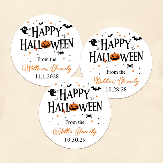 Happy Halloween Personalized Round Labels (Set of 24)