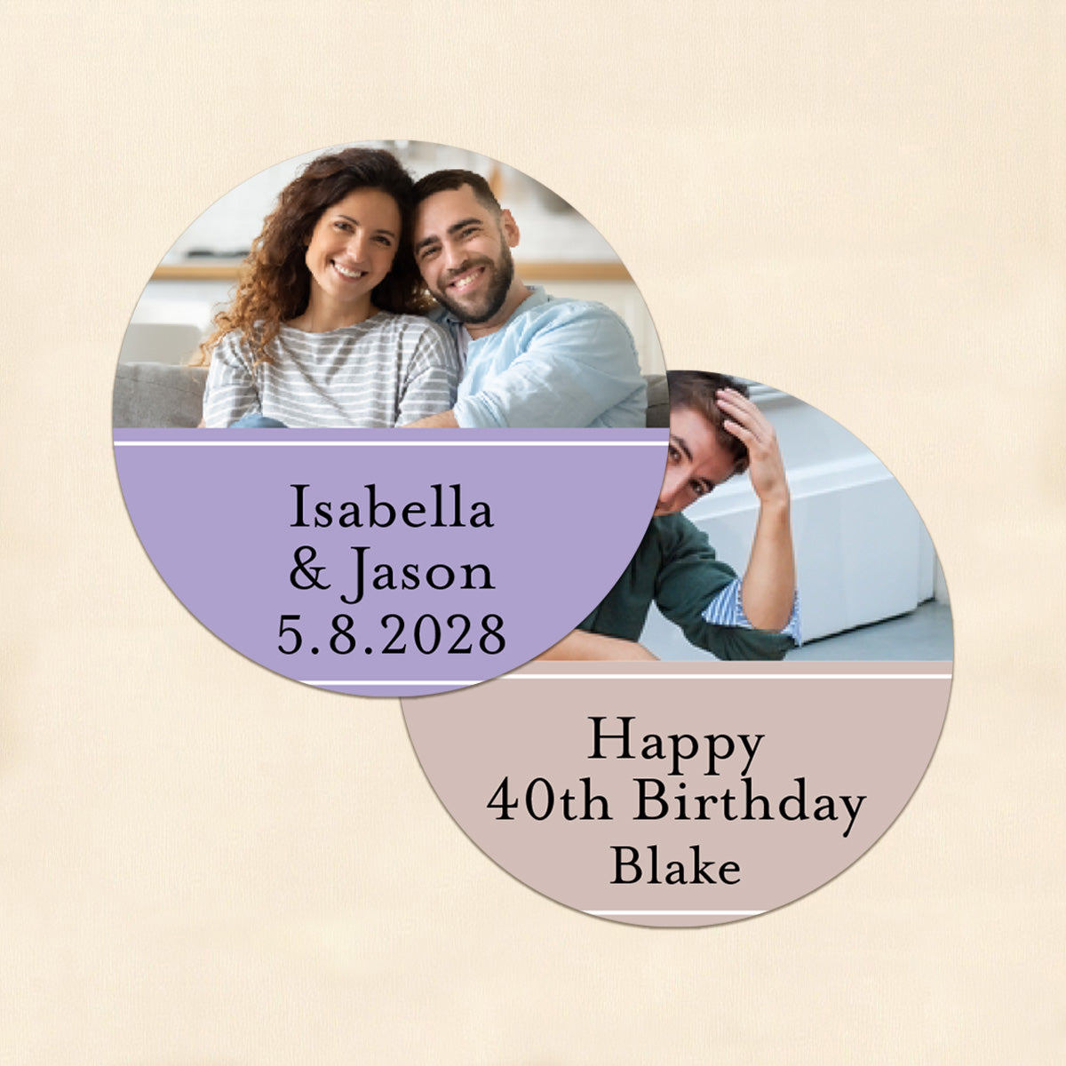 Classic Photo Personalized Round Labels (Set of 24)
