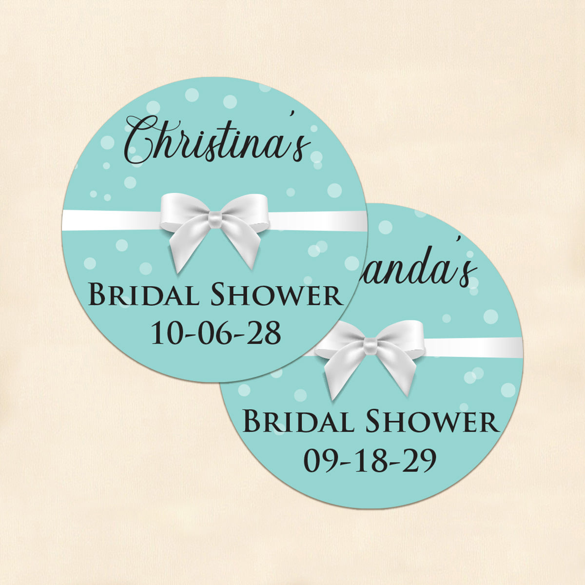 Tiffany Bow Personalized Round Labels (Set of 24)