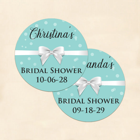 Tiffany Bow Personalized Round Labels (Set of 24)