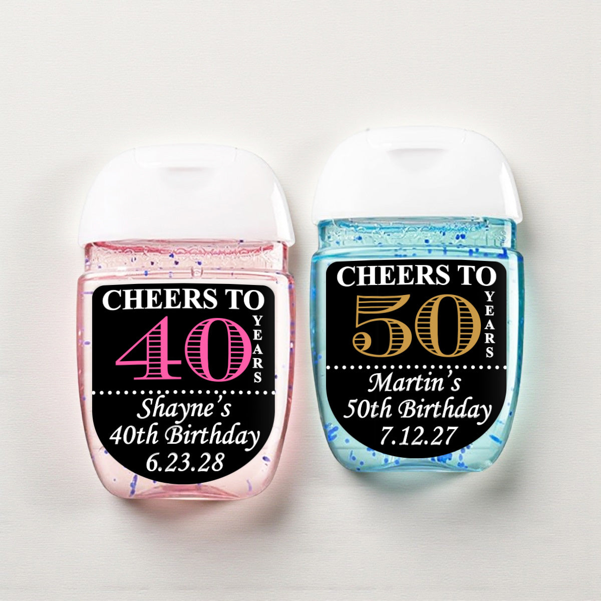 Cheers to Years Personalized Loop Sanitizer Labels (Set of 20)