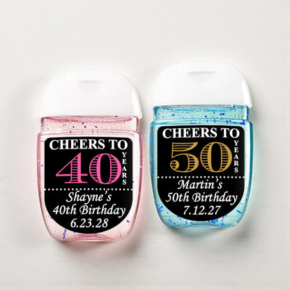 Cheers to Years Personalized Loop Sanitizer Labels (Set of 20)