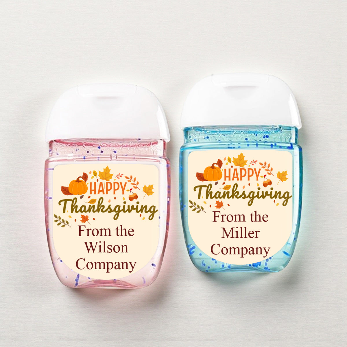 Happy Thanksgiving Personalized Loop Sanitizer Labels (Set of 20)